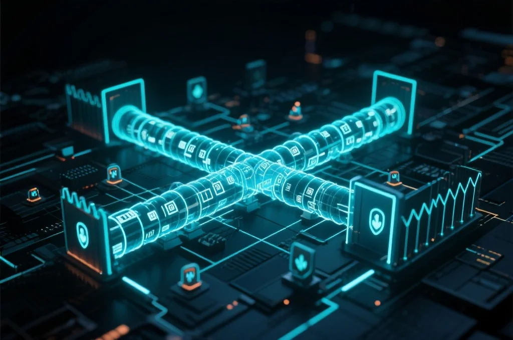 展示网络安全和数据完整性的加密网络图